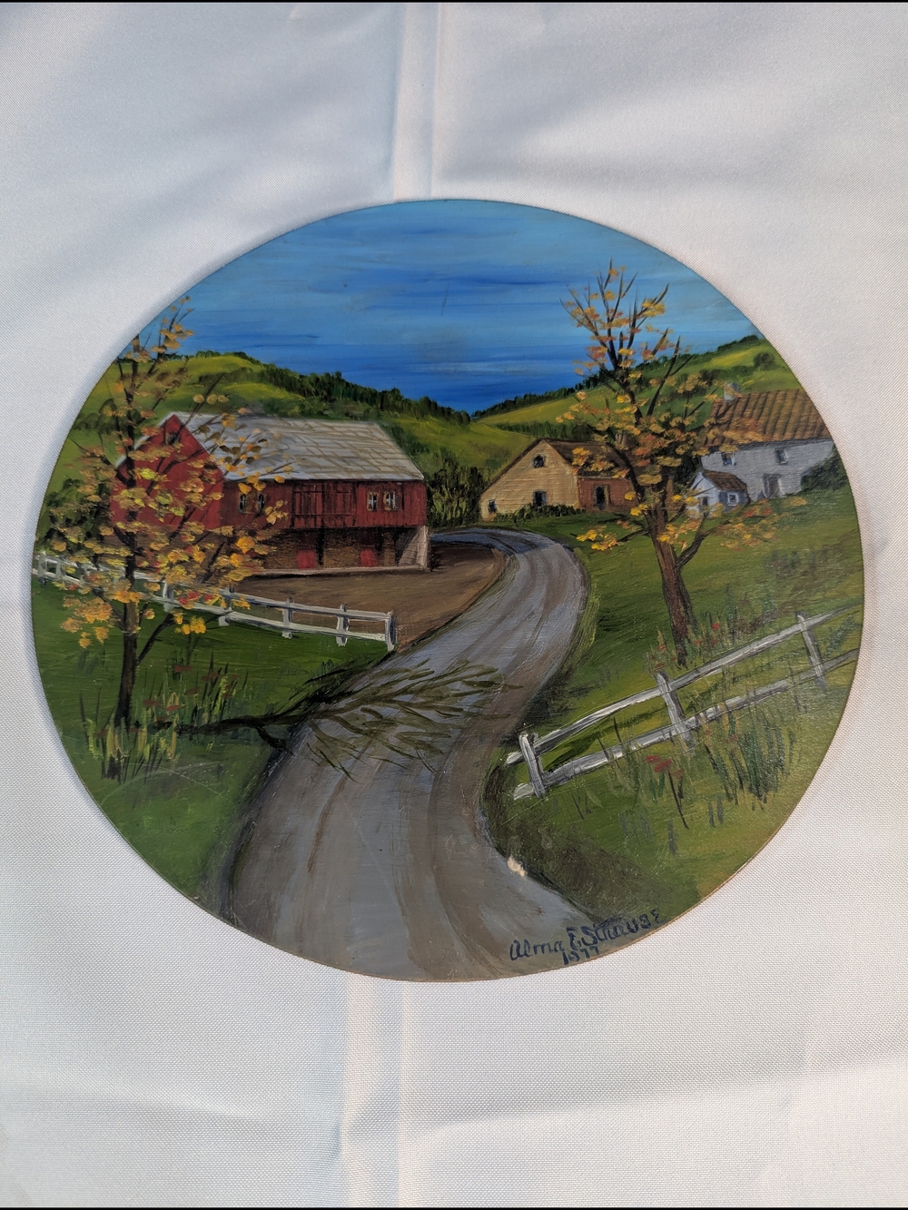 Original Vintage 1977 Alma E. Strause Folk Art Painting